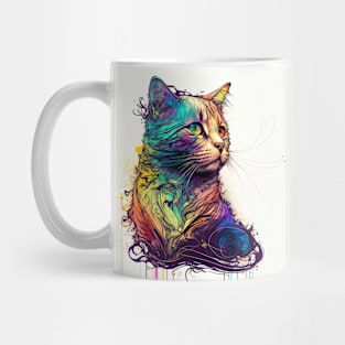 Cat Line Art Colorful Mug